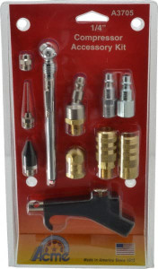 Coilhose Pneumatics 11pc Compressor Kit, Use with Any 1/4 Inch Air Hose, Incl. One Male & One Female Industrial Interchange Couplers, Interchange Ball Swivel Connector, Ball Foot Air Chuck Tire Inflator, 5-50 Lbs Tire Pressure Gauge A3705 - 86540093