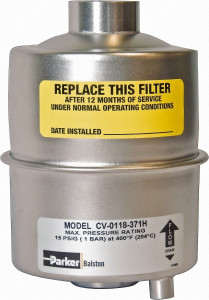 Parker Hannifin 1/2 NPT Air Compressor Inlet Filter 3 CFM, 2.9" Diam x 4.4" High, Use with Welch Pump Models #1400, 1405, 8907 CV-0112-30 - 69698314