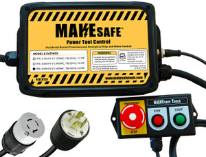 MAKESafe Power Tool Control, E-Stop & Anti-Restart System, with Control Cable Pigtail, 5 HP, 240V 3-Phase - PTC-V240-P3-MSFS-C