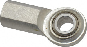 Made in USA 3/8" ID, 1" Max OD, 3,080 Lb Max Static Cap, Plain Female Spherical Rod End 3/8-24 RH, Stainless Steel with Stainless Steel Raceway SCF6T - 35398403