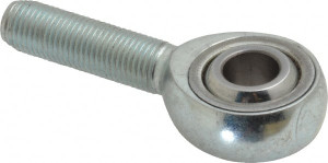 Made in USA 3/8" ID, 1" Max OD, 9,550 Lb Max Static Cap, Plain Male Spherical Rod End 3/8-24 RH, Alloy Steel with Steel Raceway JMX6T - 35398486