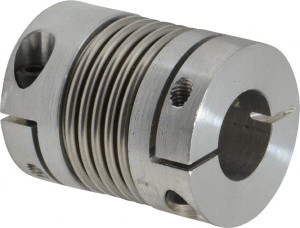 Lovejoy 5/8" Max Bore Diam, Flexible Bellows Clamp Coupling 1.28" OD, 1.614" OAL, Aluminum Hub with Stainless Steel Bellows 68514476952 - 87794202
