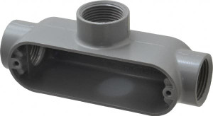 Crouse-Hinds Form 5, T Body, 1" Trade, IMC, Rigid Aluminum Conduit Body Oval/Rectangle, 6.33" OAL, 12.2 cc Capacity, Silver T35 - 04915930