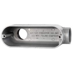 Crouse-Hinds Form 5, LB Body, 1-1/4" Trade, IMC, Rigid Aluminum Conduit Body Oval/Rectangle, 7.79" OAL, 32.3 cc Capacity, Silver LB45 - 04507018