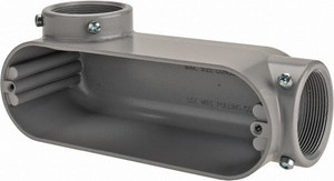 Crouse-Hinds Form 5, LL Body, 2" Trade, EMT, IMC, Rigid Aluminum Conduit Body Rectangle, 10.2" OAL, 69.7 cc Capacity, Gray LL65 MT - 04507182