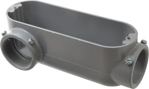 Crouse-Hinds Form 5, LR Body, 2" Trade, EMT, IMC, Rigid Aluminum Conduit Body Rectangle, 9.88" OAL, 69.7 cc Capacity, Gray LR65 MT - 04507307