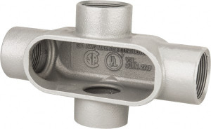 Hubbell Killark Form 7, X Body, 1-1/2" Trade, IMC, Rigid Iron Conduit Body Oval, 8-7/16" OAL, 27 cc Capacity, Gray, Hazardous & Wet Locations X57 - 54121330
