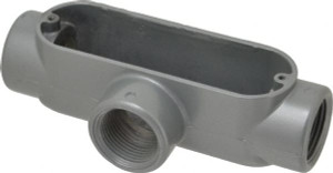 Thomas & Betts T Body, 1" Trade, IMC, Rigid Aluminum Conduit Body Oval, 5-15/16" OAL, 11.8 cc Capacity, Gray AT-3 - 62409503