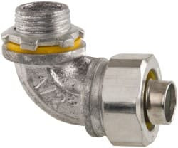 Crouse-Hinds 1/2" Trade Liquidtight Conduit Connector Malleable Iron, Noninsulated, Angled Connector, Threaded Connection LT5090 - 04913778