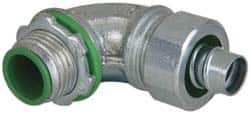 Crouse-Hinds 3/8" Trade Liquidtight Conduit Connector Malleable Iron, Insulated, Angled Connector, Threaded Connection LTBK3890 - 04517397