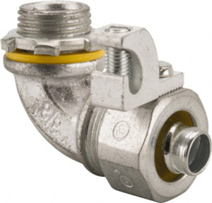 Crouse-Hinds 3/8" Trade Liquidtight Conduit Connector Malleable Iron, Noninsulated, Angled Connector, Threaded Connection LT3890G - 04913729
