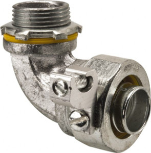 Crouse-Hinds 3/4" Trade Liquidtight Conduit Connector Malleable Iron, Noninsulated, Angled Connector, Threaded Connection LT7590G - 04913810