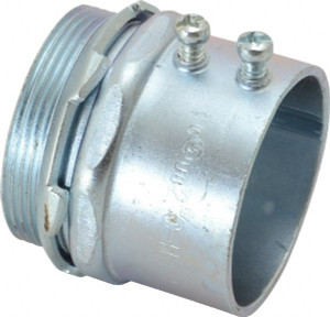 Crouse-Hinds 2" Trade EMT Conduit Connector Steel, Noninsulated, Straight Connector, Set Screw Connection 455 - 04518684