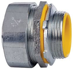 Crouse-Hinds 1-1/4" Trade Liquidtight Conduit Connector Malleable Iron, Insulated, Straight Connector, Threaded Connection LTB125 - 04517520