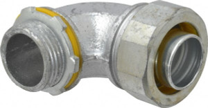 Crouse-Hinds 1" Trade Liquidtight Conduit Connector Malleable Iron, Noninsulated, Angled Connector, Threaded Connection LT10090 - 04913547