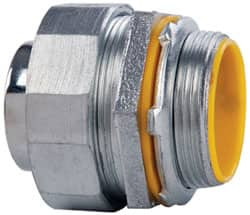 Crouse-Hinds 1-1/2" Trade Liquidtight Conduit Connector Malleable Iron, Insulated, Straight Connector, Threaded Connection LTB150 - 04517553
