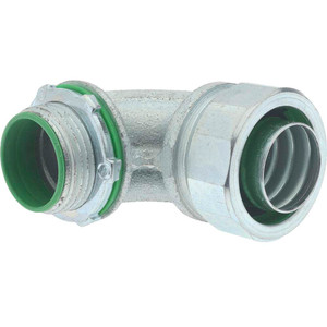 Crouse-Hinds 1" Trade Liquidtight Conduit Connector Malleable Iron, Insulated, Angled Connector, Threaded Connection LTBK10090 - 04517363