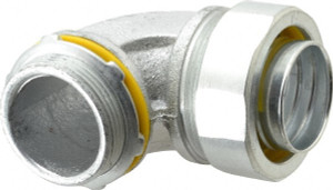 Crouse-Hinds 1-1/2" Trade Liquidtight Conduit Connector Malleable Iron, Noninsulated, Angled Connector, Threaded Connection LT15090 - 04913612