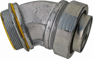 Crouse-Hinds 2" Trade Liquidtight Conduit Connector Malleable Iron, Insulated, Angled Connector, Threaded Connection LTB20045 - 04517595