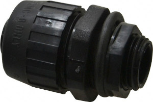 Hubbell Wiring Device-Kellems 1/2" Trade Liquidtight Conduit Connector Nylon, Noninsulated, Straight Connector, Push In Connection P050NBKA - 05969639