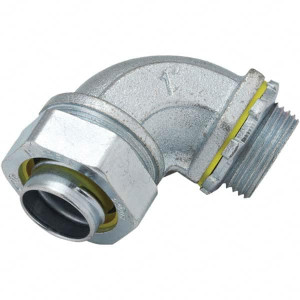 Hubbell RACO 3/8" Trade Liquidtight Conduit Connector Noninsulated, 90° Connector, Threaded Connection 3421 - 11743713