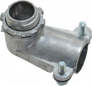 Thomas & Betts 1/2" Trade FMC Conduit Connector Die Cast Zinc, Noninsulated, Angled Connector, Squeeze Clamp Connection XC291 - 73124216