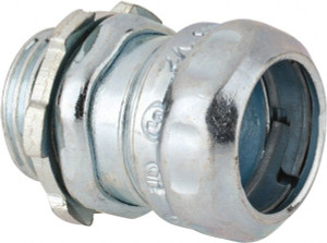 Thomas & Betts 1/2" Trade EMT Conduit Connector Steel, Noninsulated, Straight Connector, Compression Connection 5121-TB - 54057708