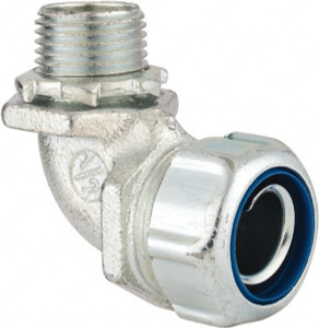 Thomas & Betts 1/2" Trade Liquidtight Conduit Connector Malleable Iron, Noninsulated, Angled Connector, Threaded Connection 5252 - 54058862