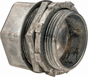 Thomas & Betts 1-1/2" Trade EMT Conduit Connector Die Cast Zinc, Noninsulated, Straight Connector, Compression Connection TC215SC - 00124347