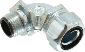 Thomas & Betts 1/2" Trade Liquidtight Conduit Connector Steel, Insulated, Angled Connector, Threaded Connection 5352HT - 57299752