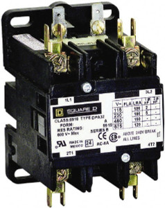 Square D 2 Pole, 30 Amp Inductive Load, 208 to 240 Coil VAC at 60 Hz and 220 Coil VAC at 50 Hz, Definite Purpose Contactor Phase 1 Hp: 2 at 115 VAC, 5 at 230 VAC, 40 Amp Resistive Rating, CE, CSA, UL Listed 8910DPA32V09 - 69665859