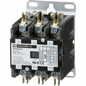 Square D 3 Pole, 30 Amp Inductive Load, 277 Coil VAC at 60 Hz, Definite Purpose Contactor Phase 1 and Phase 3 Hp: 10 at 230 VAC, 15 at 460 VAC, 2 at 115 VAC, 20 at 575 VAC, 5 at 230 VAC, 40 Amp Resistive Rating 8910DPA33V04 - 69665834