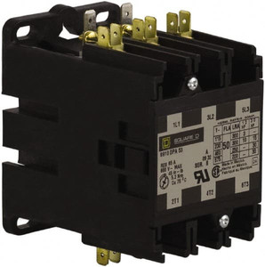 Square D 3 Pole, 50 Amp Inductive Load, 440 Coil VAC at 50 Hz and 480 Coil VAC at 60 Hz, Definite Purpose Contactor Phase 1 and Phase 3 Hp: 10 at 230 VAC, 15 at 230 VAC, 3 at 115 VAC, 30 at 460 VAC, 30 at 575 VAC 8910DPA53V06 - 69665719