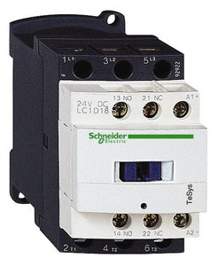 Schneider Electric 3 Pole, 24 Coil VDC, 18 Amp at 440 VAC and 32 Amp at 440 VAC, Nonreversible IEC Contactor 1 Phase hp: 1 at 115VAC, 3 at 230/240 VAC, 3 Phase hp: 10 at 460/480 VAC, 15 at 575/600 VAC, 5 at 200/208 VAC LC1D186BL - 69530707