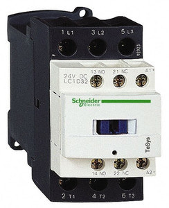 Schneider Electric 3 Pole, 48 Coil VAC at 50/60 Hz, 32 Amp at 440 VAC and 50 Amp at 440 VAC, Nonreversible IEC Contactor 1 Phase hp: 2 at 115VAC, 5 at 230/240 VAC, 3 Phase hp: 10 at 230/240 VAC, 20 at 460/480 VAC LC1D32E7 - 54422993