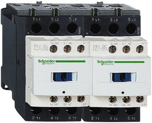 Schneider Electric 3 Pole, 24 Coil VDC, 9 Amp at 440 VAC, Reversible IEC Contactor 1 Phase hp: 0.5 at 115 VAC, 1 at 230/240 VAC, 3 Phase hp: 2 at 200/208 VAC, 2 at 230/240 VAC, 5 at 460/480 VAC, 7.5 at 575/600 VAC LC2D09BL - 69662971