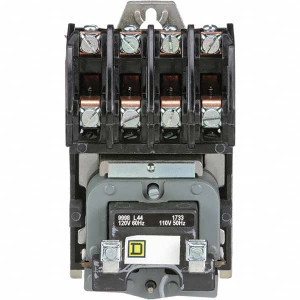 Square D No Enclosure, 4 Pole, Electrically Held Lighting Contactor 20 A (Tungsten), 30 A (Fluorescent), 110 VAC at 50 Hz, 120 VAC at 60 Hz, 4NO Contact Configuration 8903LO40V02 - 43041599