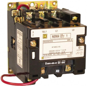 Square D 3 Pole, 110 Coil VAC at 50 Hz and 120 Coil VAC at 60 Hz, 27 Amp NEMA Contactor Open Enclosure, 50 Hz at 110 VAC and 60 Hz at 120 VAC 8502SCO2V02S - 69665289