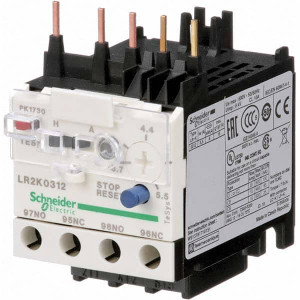 Schneider Electric 3.7 to 5.5 Amp, 250 VDC, 690 Volt and 690 VAC, Thermal IEC Overload Relay Trip Class 10A, For Use with LC1K, LC7K, LP1K and LP4K LR2K0312 - 69526960