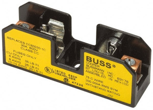 Bussmann 1 Pole, 10 to 14 AWG, 600 VAC/VDC, 15 Amp, DIN Rail Mount Fuse Block 3 Inch Long x 0.86 Inch Wide x 1.22 Inch High Block BG3011SQ - 84660943