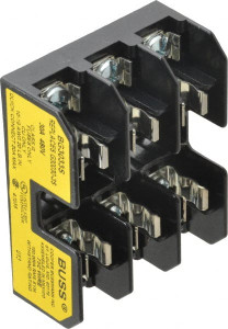 Bussmann 3 Pole, 10 to 14 AWG, 480 VAC/VDC, 30 Amp, DIN Rail Mount Fuse Block 3 Inch Long x 2.38 Inch Wide x 1.22 Inch High Block BG3033S - 84661081
