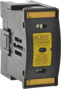 Bussmann 1 Pole, 600 VAC/VDC, 60 Amp, DIN Rail Mount Fuse Holder Compatible with J Class, 1.52 Inch Wide Fuse JTN60060 - 75390971