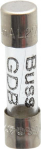 Bussmann 250 VAC, 32 VDC, 0.63 Amp, Fast-Acting Miniature Glass Fuse 20mm OAL, 5mm Diam GDB-630MA - 84680925