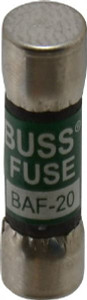 Bussmann 250 VAC, 20 Amp, Fast-Acting General Purpose Fuse Fuse Holder Mount, 1-1/2" OAL, 10 at 125 V kA Rating, 13/32" Diam BAF-20 - 74975400