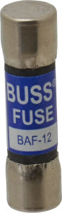Bussmann 250 VAC, 12 Amp, Fast-Acting General Purpose Fuse Fuse Holder Mount, 1-1/2" OAL, 10 at 125 V kA Rating, 13/32" Diam BAF-12 - 84660844