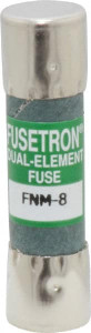 Bussmann 250 VAC, 8 Amp, Time Delay General Purpose Fuse Fuse Holder Mount, 1-1/2" OAL, 10 at 125 V kA Rating, 13/32" Diam FNM-8 - 76636703