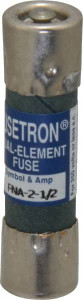 Bussmann 250 VAC, 2.5 Amp, Time Delay Pin Indicator Fuse Fuse Holder Mount, 1-1/2" OAL, 10 at 125 V kA Rating, 13/32" Diam FNA-2-1/2 - 81739609