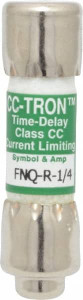 Bussmann 300 VDC, 600 VAC, 0.25 Amp, Time Delay General Purpose Fuse Fuse Holder Mount, 1-1/2" OAL, 200 at AC (RMS) kA Rating, 13/32" Diam FNQ-R-1/4 - 75915678