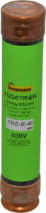 Bussmann 250 VDC, 600 VAC, 45 Amp, Time Delay General Purpose Fuse Fuse Holder Mount, 5-1/2" OAL, 20 at DC, 200 (RMS) kA Rating, 1-1/16" Diam FRS-R-45 - 75908863