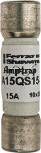 Ferraz Shawmut 150 VAC/VDC, 15 Amp, Fast-Acting Semiconductor/High Speed Fuse Clip Mount, 1-1/2" OAL, 100 at AC, 50 at DC kA Rating, 13/32" Diam A15QS15-2 - 02658987